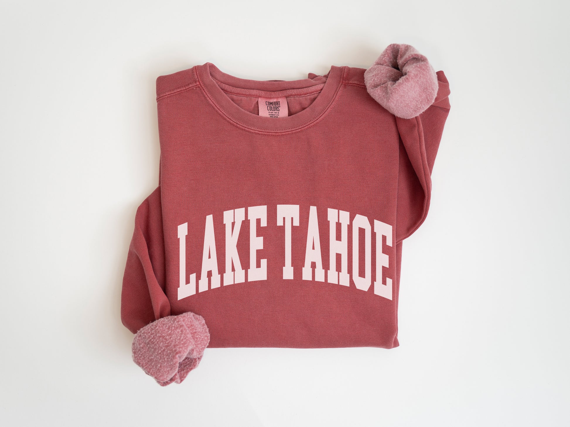 a red shirt with the word lake tahoe on it