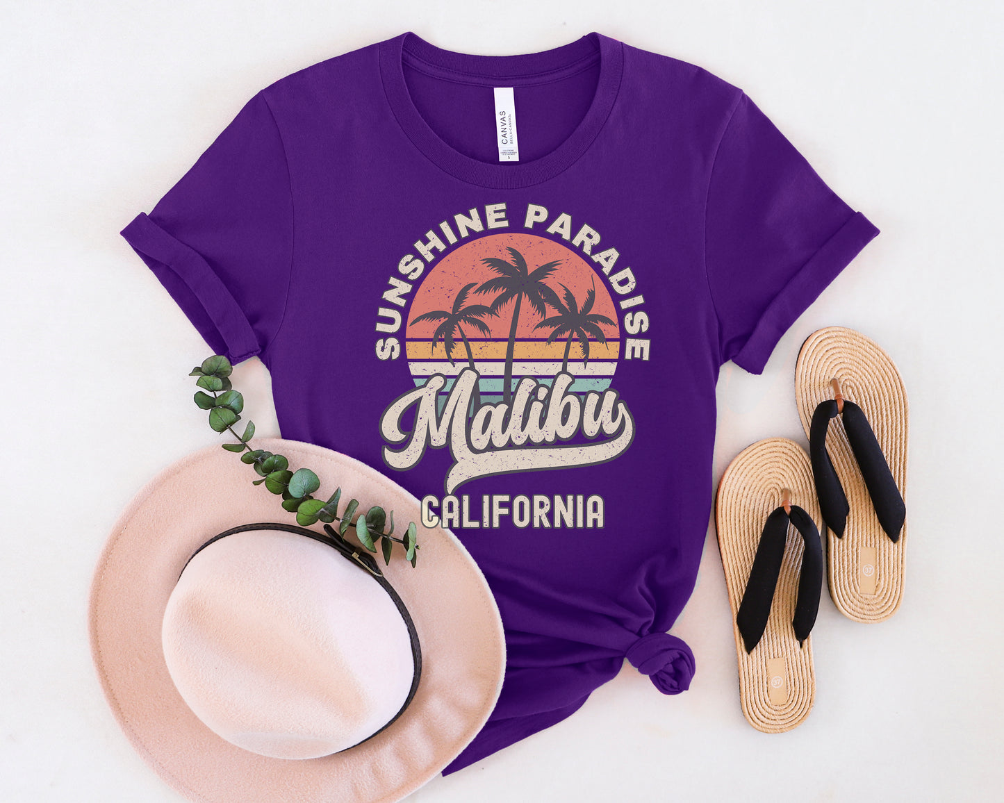 Malibu Shirt California Souvenir Tee, Palm Tree Retro Sunset Shirt, Malibu Gift California Matching Family Group Travel Tee, SoCal Honeymoon