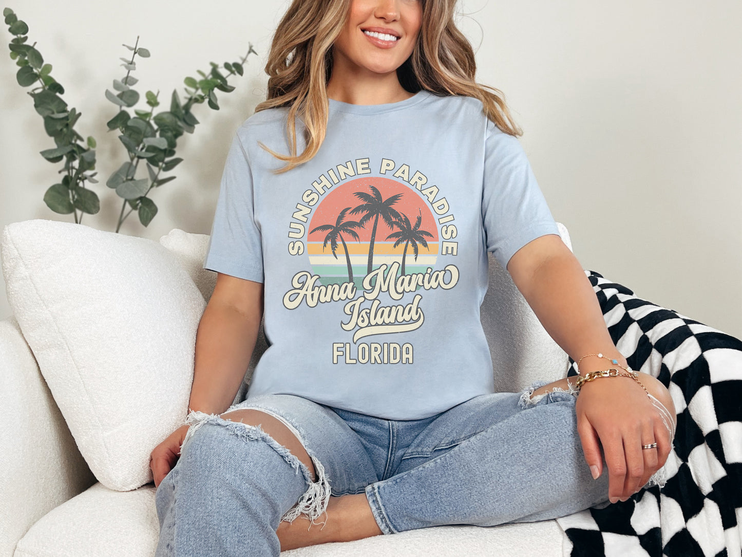 Anna Maria Island Shirt Florida Souvenir Tee, Palm Tree Retro Sunset Shirt, Anna Maria Island Gift Florida Matching Family Group Shirts